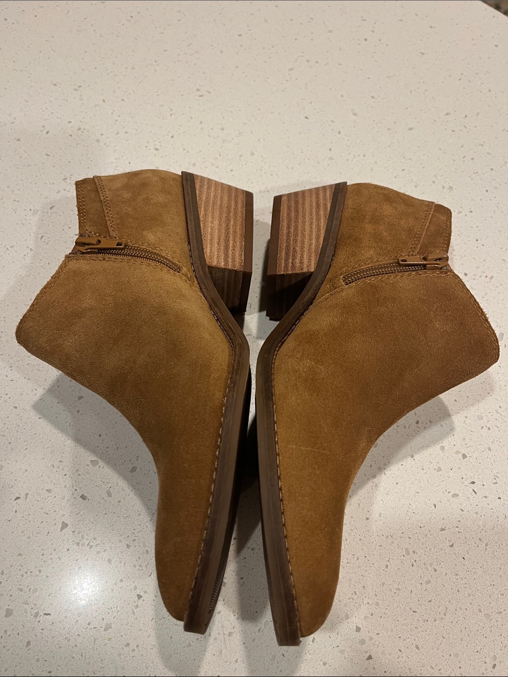 Lucky Brand Tan Suede Side-Zip Ankle Booties